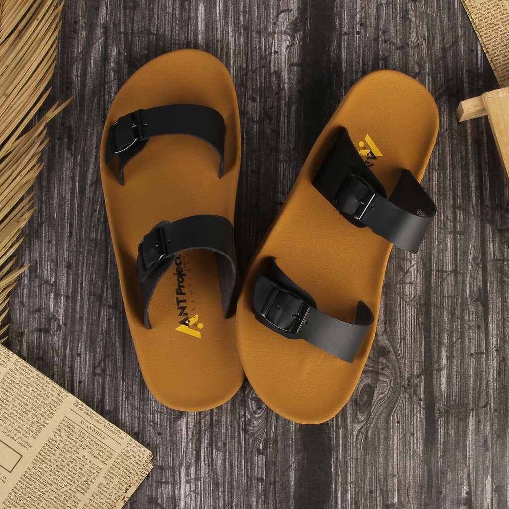 Promo Sandal Slip On Pria Original Sendal Slide Pria Distro Santai Simple Minimalis Hitam