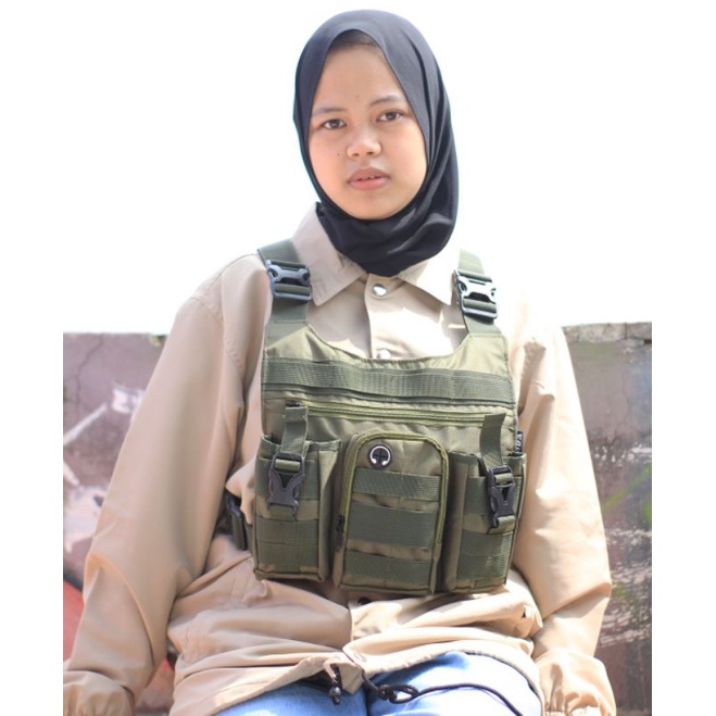 tas dada premium hijau chest bag chest rig