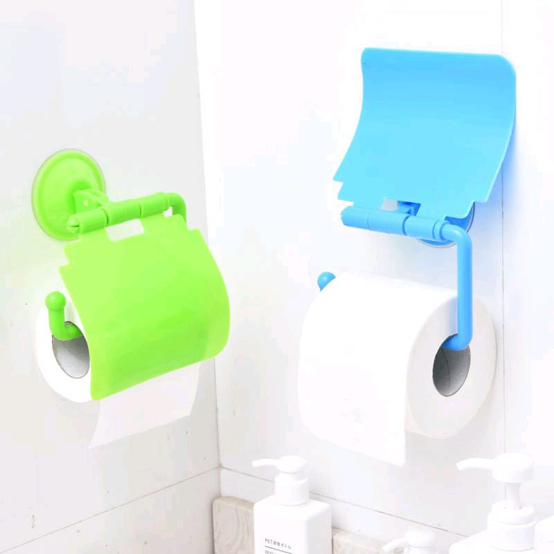 Tempat Tisu Tissue Gulung Toilet Roll Holder / Gantungan Tisu Tempel Vacum Sedot Tanpa Paku