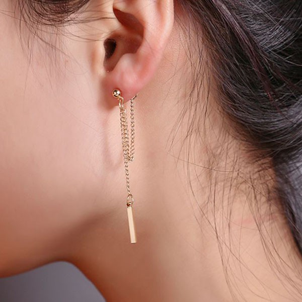 anting panjang long tassel simple chain earrings jan265 (3D3)