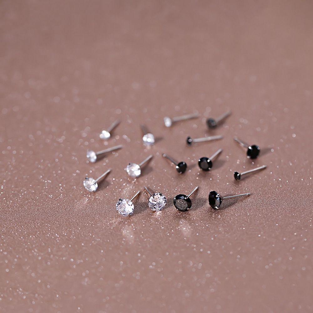 Mxbeauty Zirkon Anting Wanita Sederhana S925 Perak Anting Anti-blocking Tindik Telinga Ear Stick Mini Earring