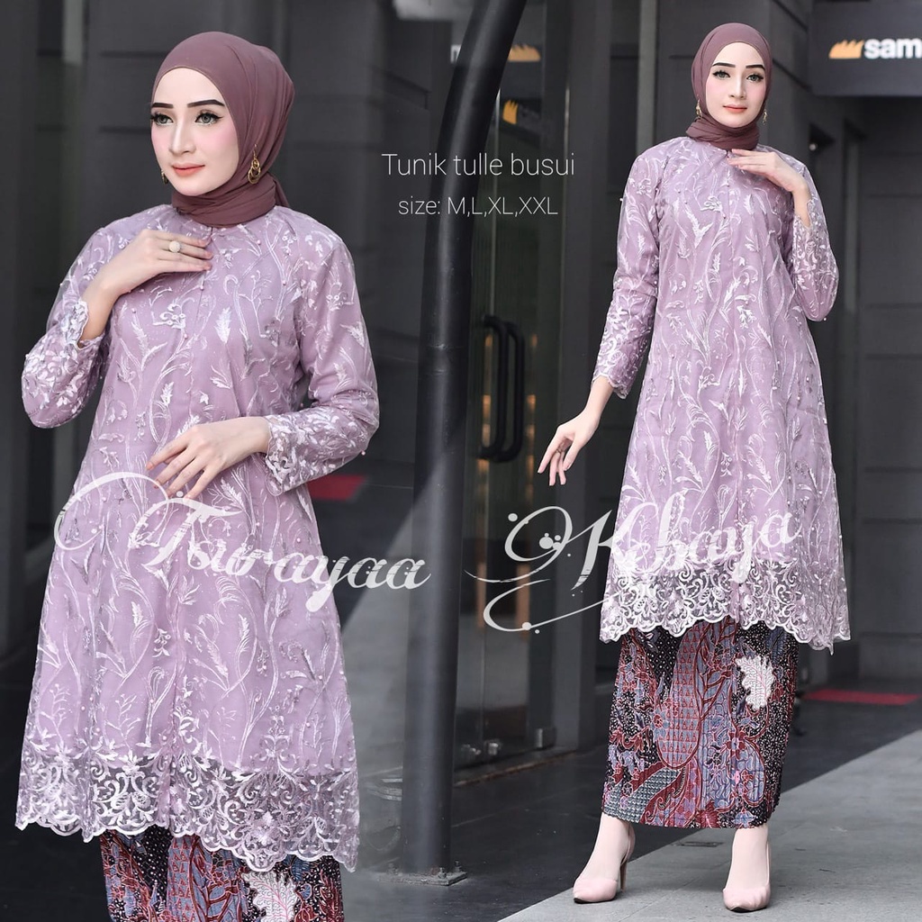 Best Setelan kebaya tunik tille busui Outfit Kebaya Tunik Tulle busui-kebaya Modern-Dress Pesta -dres Wisuda-tunik busi kondangan-kebaya modern-kepaya pesta-kebaya wisuda