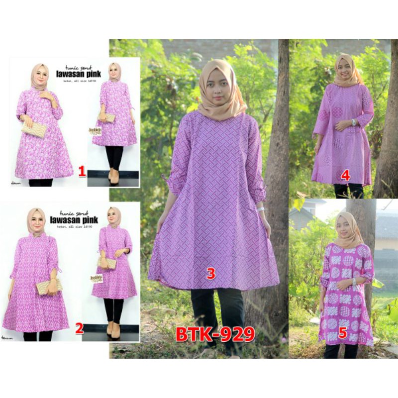 Tunik Wanita Batik Tunik Serut Lawasan Pink BTK929