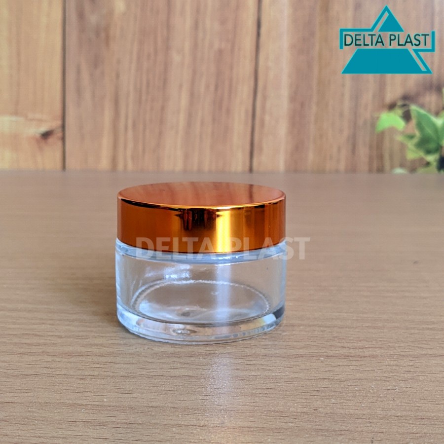 Pot Kosmetik Kaca 30gr / Pot Cream 30gr Kaca Natural / Wadah Cream Kaca 30gr / Cap Gold