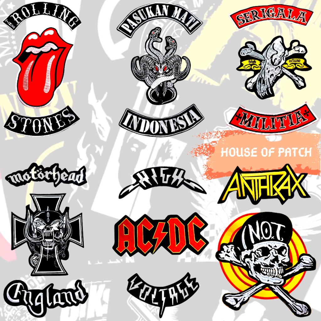 BACKPATCH NIRVANA ACDC PATCH BORDIR EMBLEM SATU SET PREMIUM BEST QUALITY