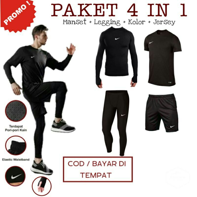 FULL SET JERSEY FUTSAL SEPAK BOLA RUNNING BAJU LEGGING CELANA PENDEK OLAHRAGA PRIA MANSET