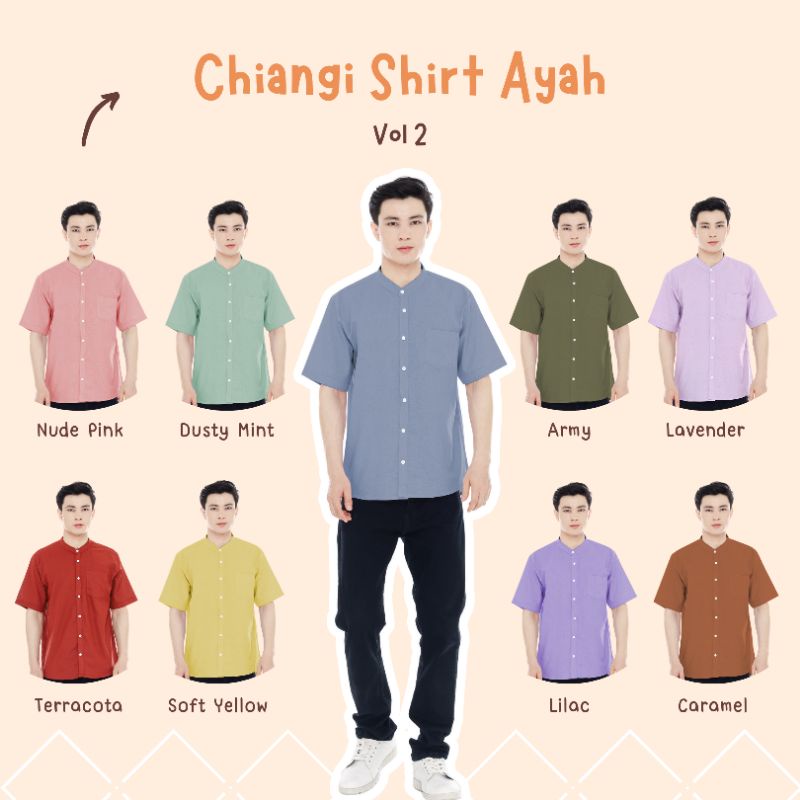 Yobebee Kemeja Pria Dewasa Linen Tangan Pendek Baju Muslim Atasan Polos Slim Fit Kemeja Koko Chiangi Kerah Laki Laki Baju Couple Anak dan Ayah