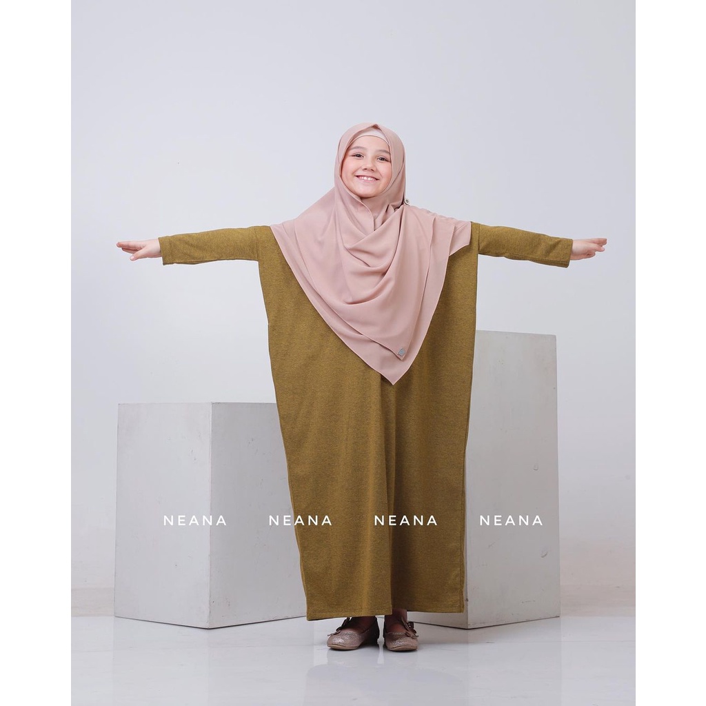 Kavina anak basic polos dress batwing untuk anak usia 7 tahun size C