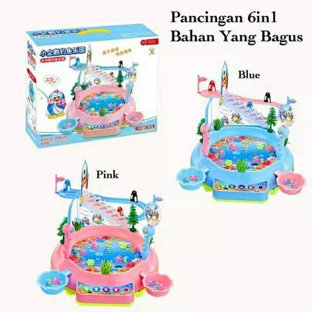 Tma / Mainan Pancingan Magnet 6in1 Ikan Dan Penguin Lengkap Tangga Rail