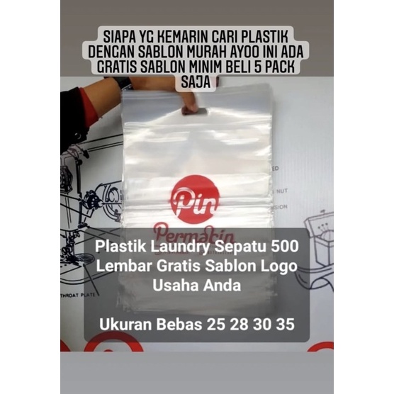 Plastik Klip Plong Laundry Sepatu 500 Lembar Gratis Sablon Logo Usahamu Ukuran Bebas 25 28 30 35 Zip