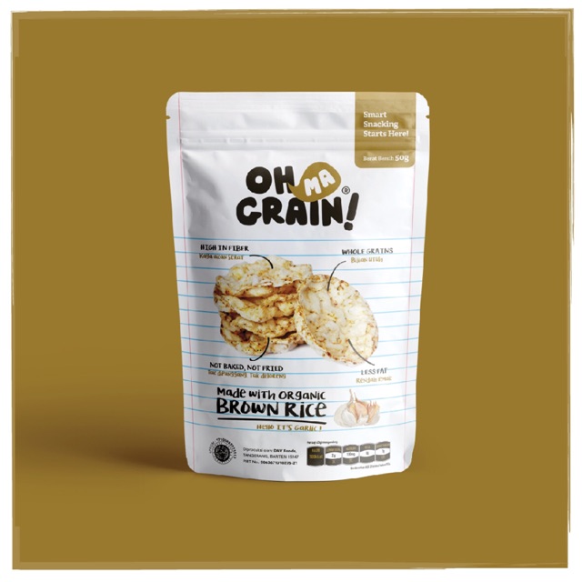 Ohmagrain! Popped Rice Crackers - Garlic