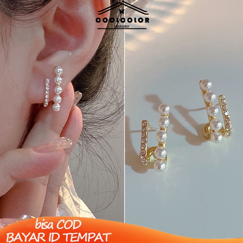 COD ❤️1 Sepasang Anting-anting mutiara perak S925 Anti karat Anti retro temperamen kelas atas Fashion Murah Impor Aksesoris