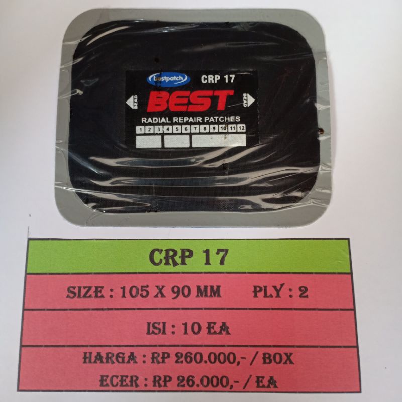 CRP 17 Radial Tyre Patch - Karet Tambal Ban Luar - Bestpatch - 1 Box isi 10pcs