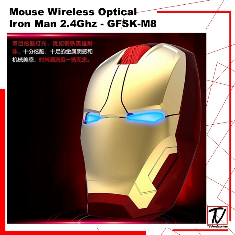 Mouse Wireless Optical Iron Man 2.4Ghz / Mouse Wirelles Super Hero Iron Man