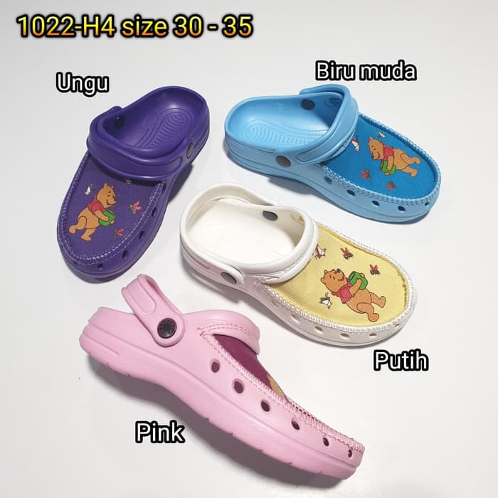 sandal sendal sepatu anak cewe perempuan karet tali belakang kokop winnie the pooh