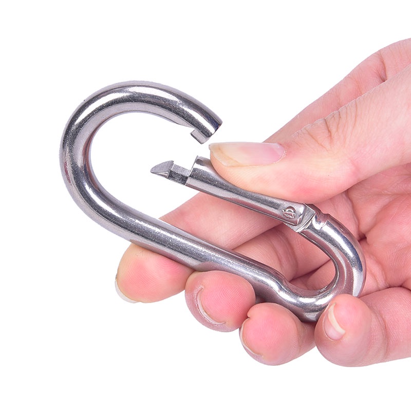 {LUCKID}304 Stainless Steel Spring Carabiner Snap Hook Keychain Quick Link Lock Buckle