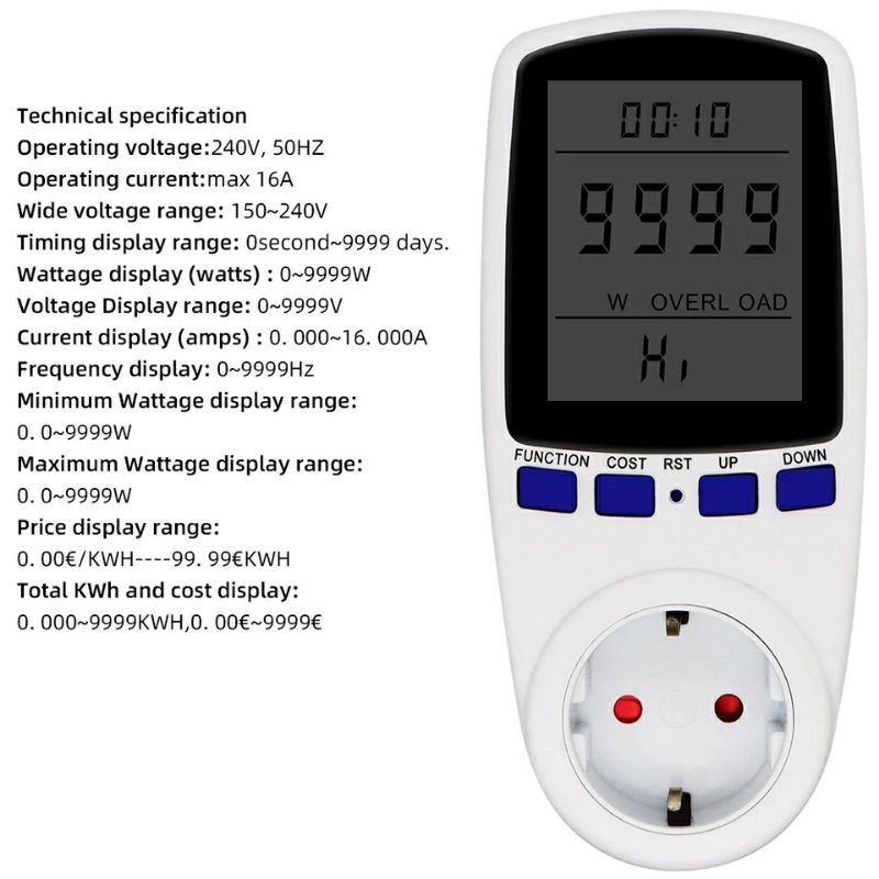 KWH Meter Alat Ukur Daya Pemakaian Listrik Portable Model Stop kontak Single Phase