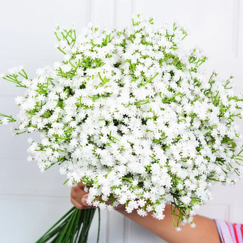 ARTIFICIAL FLOWER - BABY BREATH WHITE - 7 CABANG BERDAUN BUNGA ARTIFICIAL BUNGA PLASTIK PALSU BUNGA HIAS BUKET