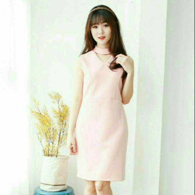 MD chocker pink / dress wanita pingky / fashion dress