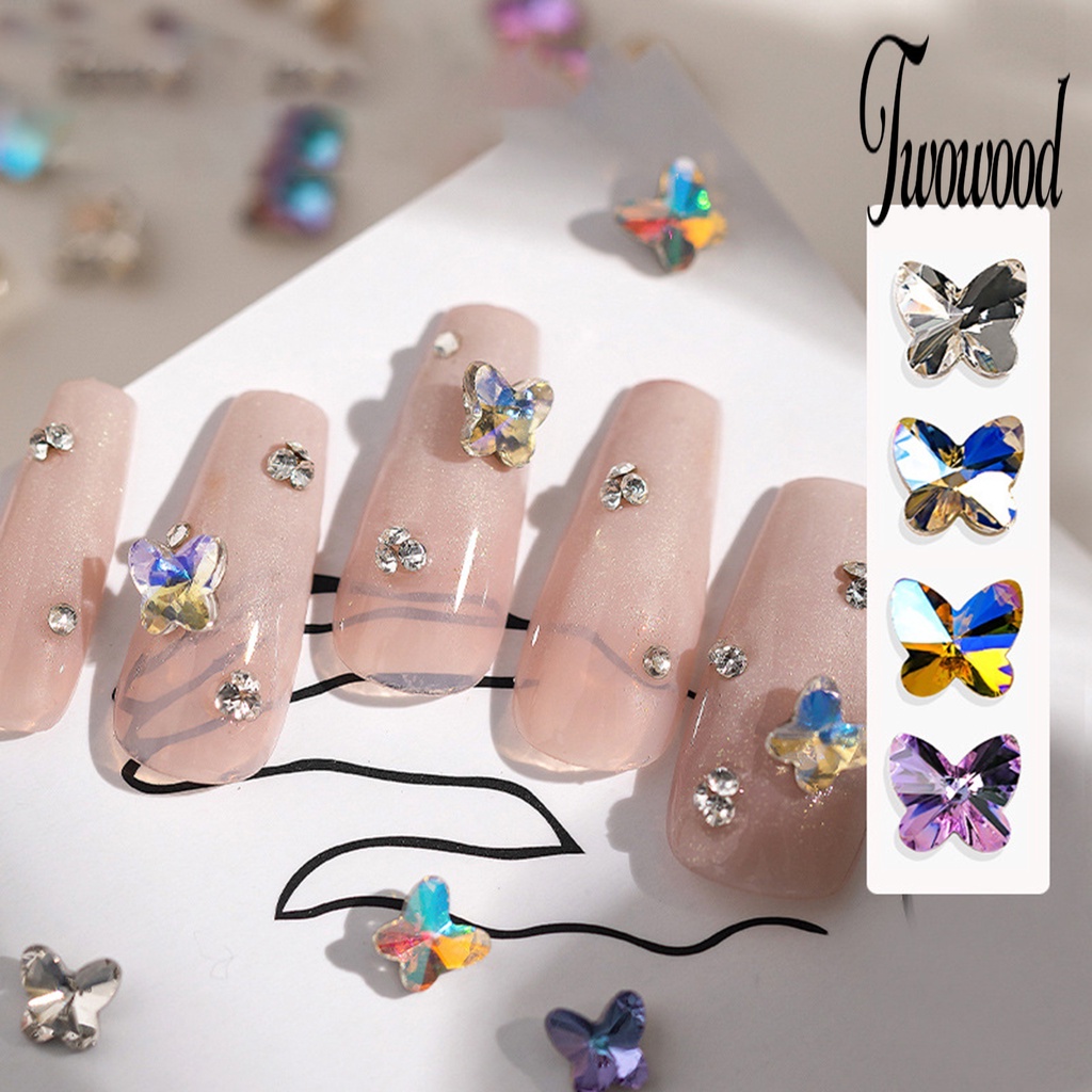 20pcs Ornamen Kupu-Kupu 3D Permukaan Kaca Untuk Dekorasi Nail Art