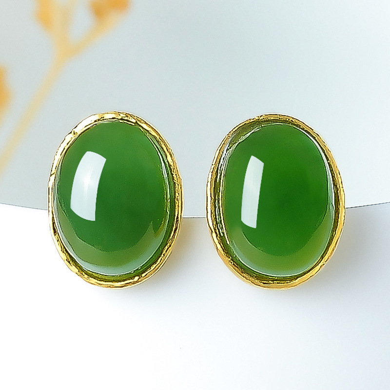 Anting Tusuk Model Chalcedony Warna Emas Untuk Wanita