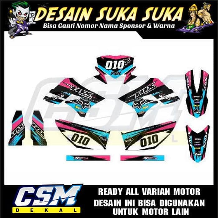 138 DEKAL DECAL MOTOR KLX 150 DTRACKER OLD L S STIKER STICKER STRIPING BODY pink biru
