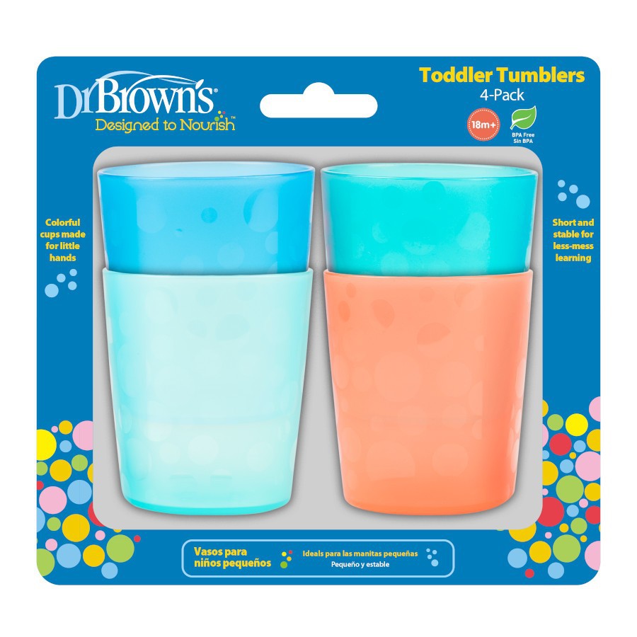 Dr.Brown's TF018 Toddler Tumblers/Gelas makan bayi isi 4 Pack