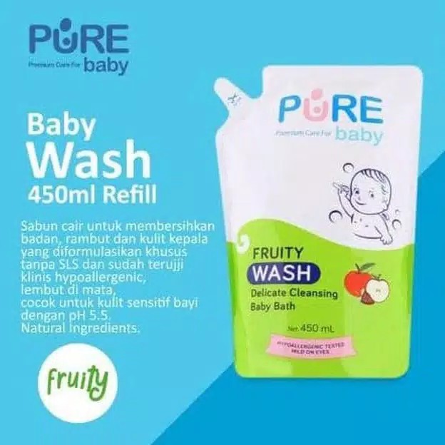 Pure Baby Wash 2 in 1  Sabun Mandi Bayi (Kulit Sensitif Aman) (BPOM)