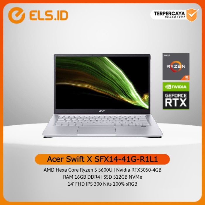 Laptop Acer Swift X SFX14-41G-R1L1 - Blue [Ryzen 5 5600U-16GB-SSD 512GB-RTX3050]