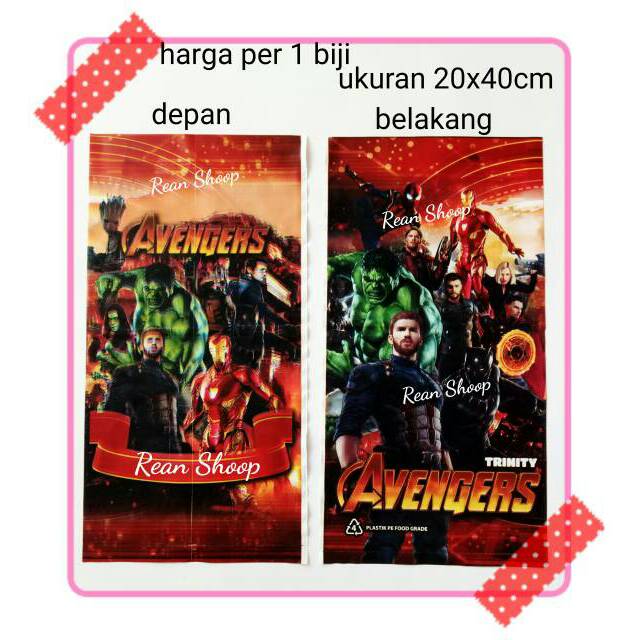 

Plastik snack kemasan ulang tahun happy birthday goodybag goodiebag karakter avenger avengers