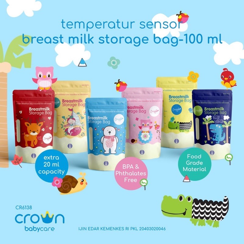 CROWN Kantong Asi Double Zipper 30pcs vol 120ml ( 100-20 ML ) BPA FREE