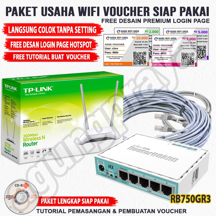 Paket Lengkap Alat Usaha RT RW NET Wifi Hotspot Sistem Billing Voucher Full Setting Siap Pakai