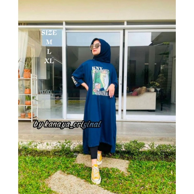 Long Tunik Kombinasi Viral Tunik Kaos Motif Long Tunik Wanita Jumbo Tunik Oversize