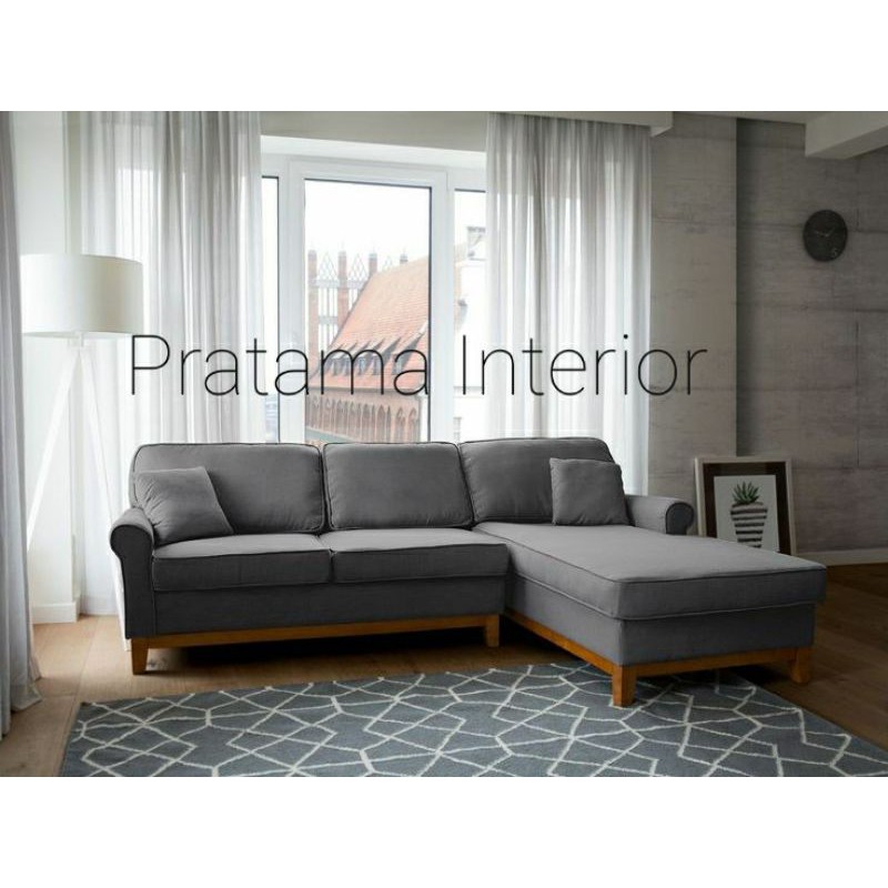 Sofa L Damparan kayu / sofa L minimalis / sofa tamu tipe L