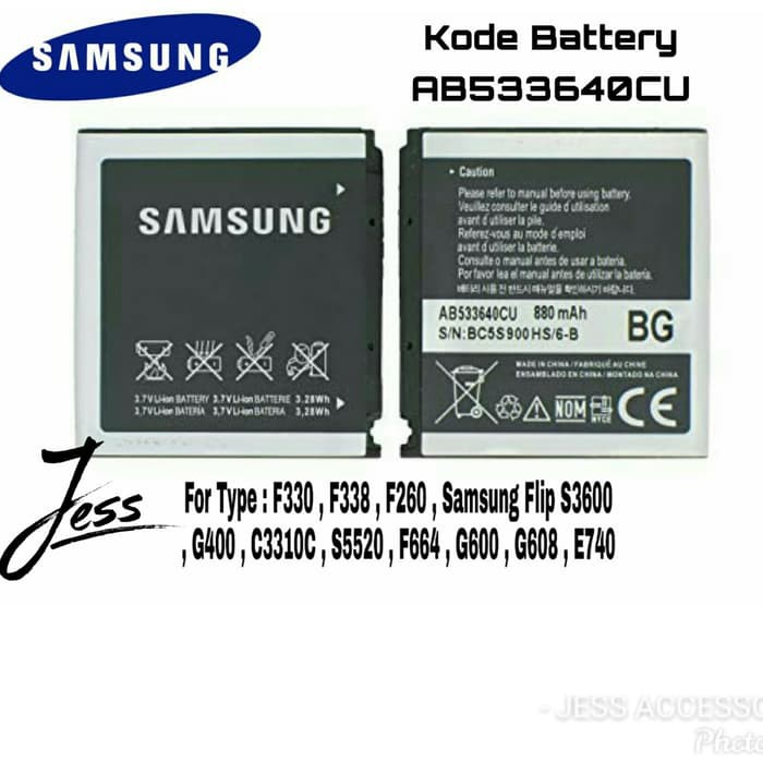 Baterai Battery Original Samsung F664 F268 F330i E740 J770 AB533640CU