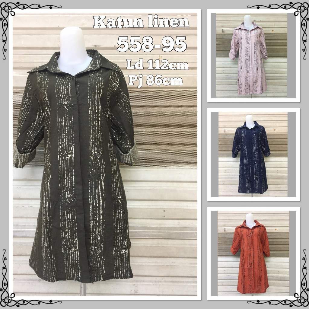 TUNIC XL WANITA MOTIF ABSTRAK GARIS 558-95 4 WARNA