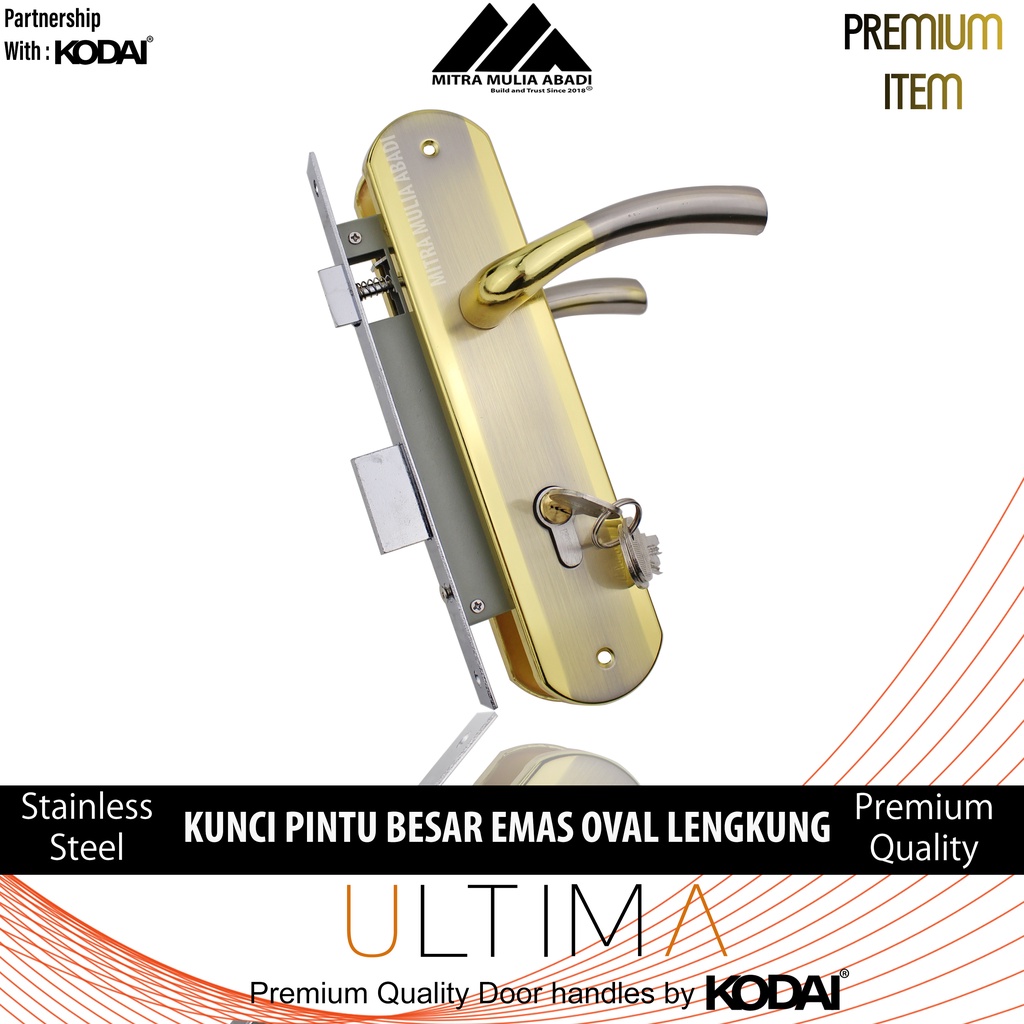 Kunci Pintu Besar Emas Ultima by KODAI | Oval Lengkung | Full Set