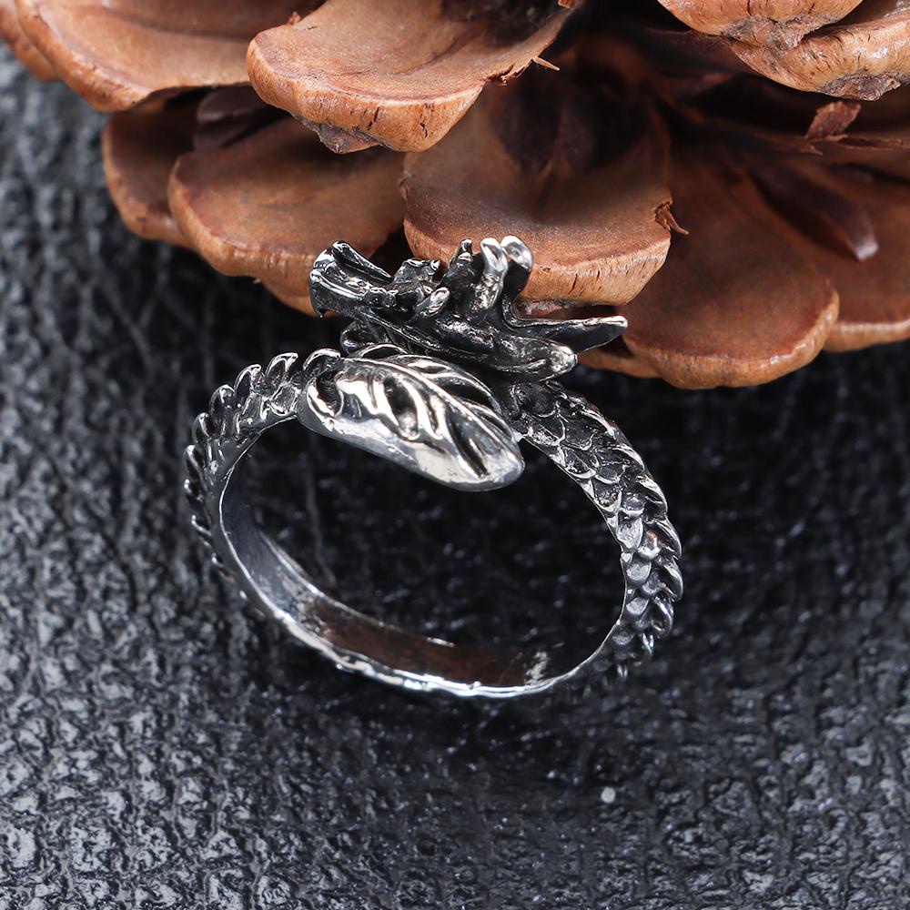 Preva Naga Cincin Pria Berlebihan Biker Pasangan Gothic Adjustable Unisex Vintage