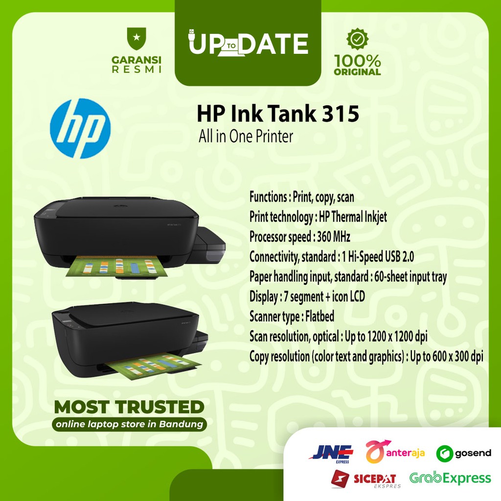 Hp Ink Tank 315 All In One Printer Shopee Indonesia