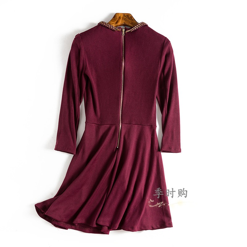 IDR-21 (M) maroon dress midi terusan wanita import jepang korea