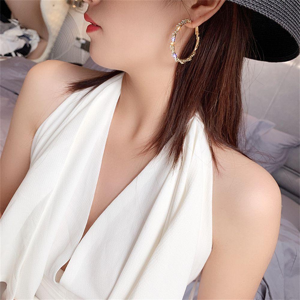 R-flower Round Hoop Earrings Pesta Pernikahan Pertunangan Lingkaran Besar Fashion Bentuk Bulat