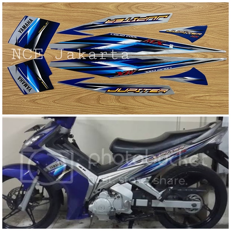 STIKER STRIPING MOTOR JUPITER MX 2007 BIRU SILVER