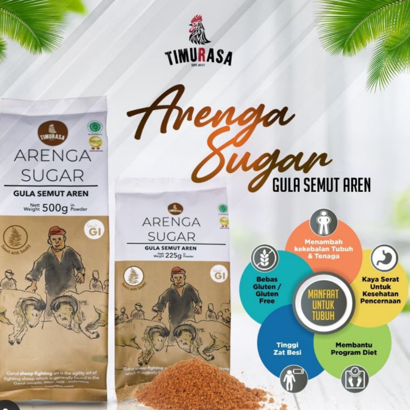 

Gula Aren Bubuk Premium Asli Timurasa - Crystal Arenga Sugar 500g dan 225g Low GI Sehat Halal