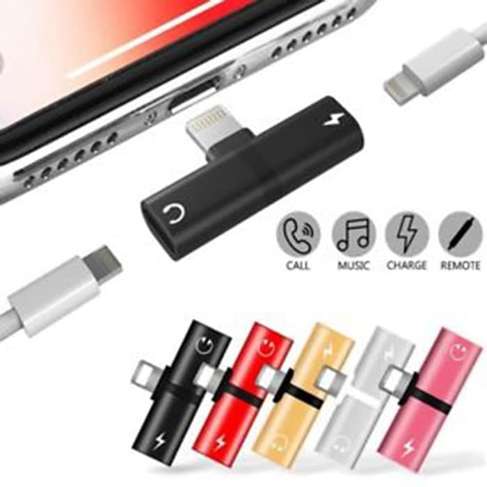 Lightning Splitter iPhone Adapter Konektor for Charging &amp; Audio Music