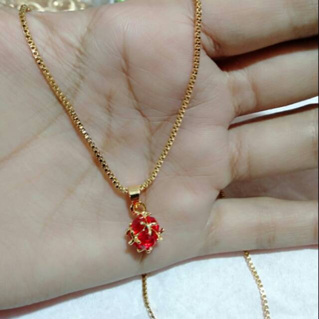 Kalung xuping batu mata merah kalung gold COD kalung wanita