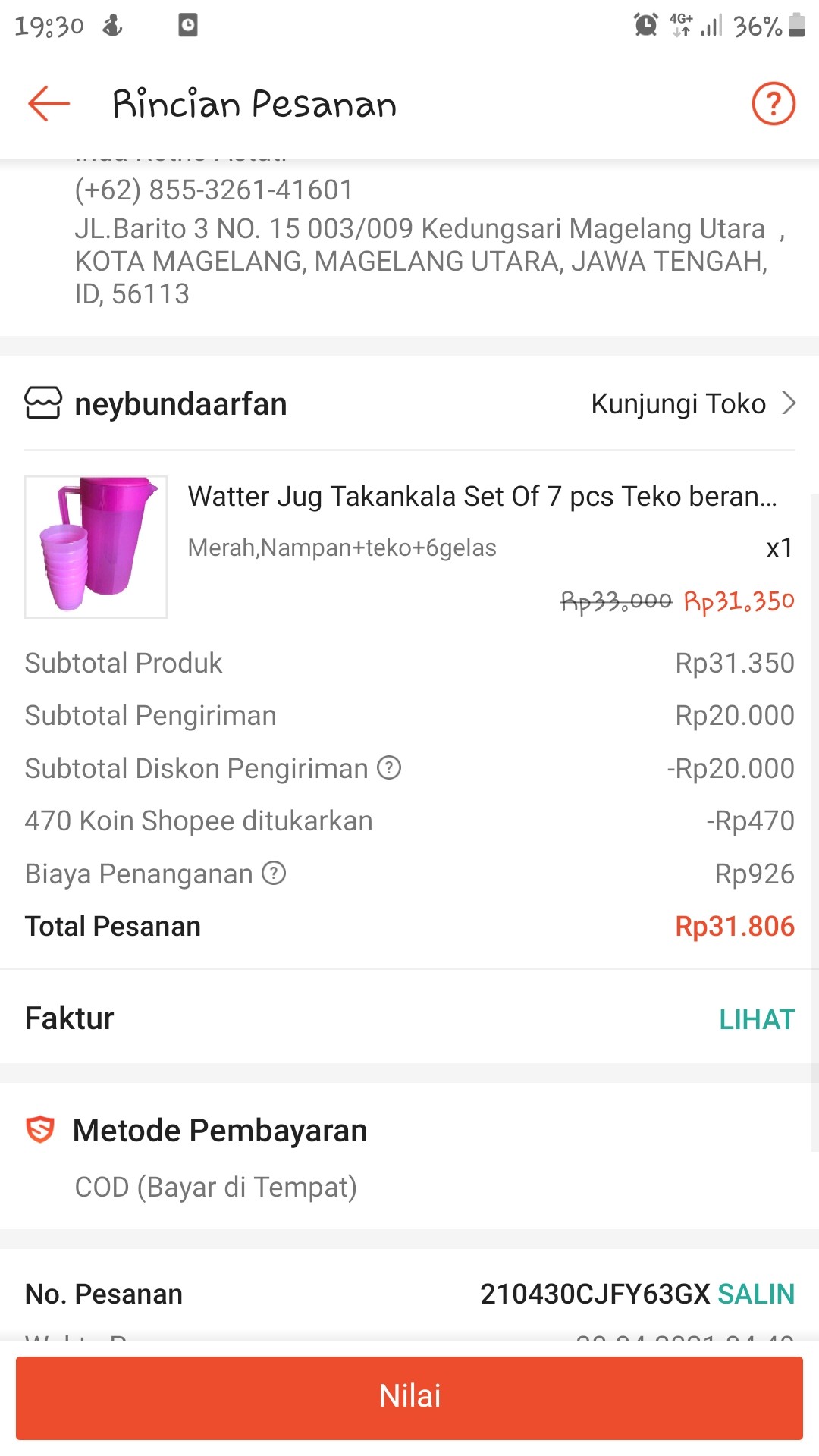 Watter Jug Takankala Set Of 7 Pcs Teko Beranak Calista