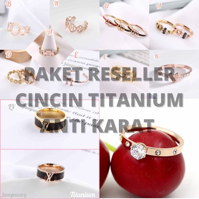 [PAKET RESELLER] Cincin Titanium Anti Karatan &amp; Hitam 12Pcs [Random]