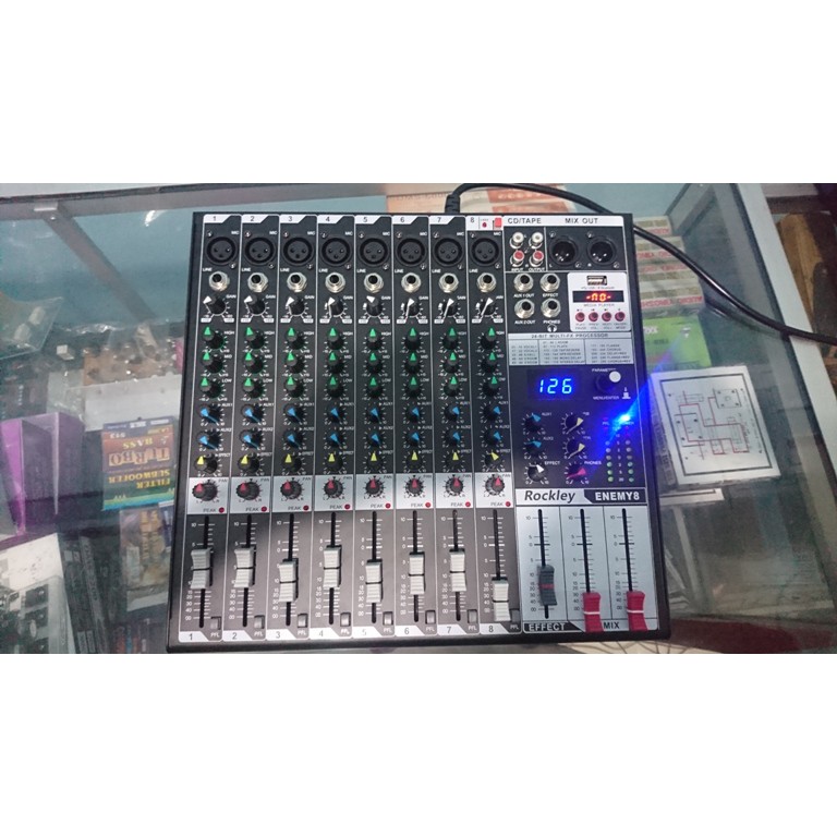 PROFESSIONAL MIXER 8CHANNEL LIVE USB DIGITAL 256EFFECTS ROCKLEY ENEMY8