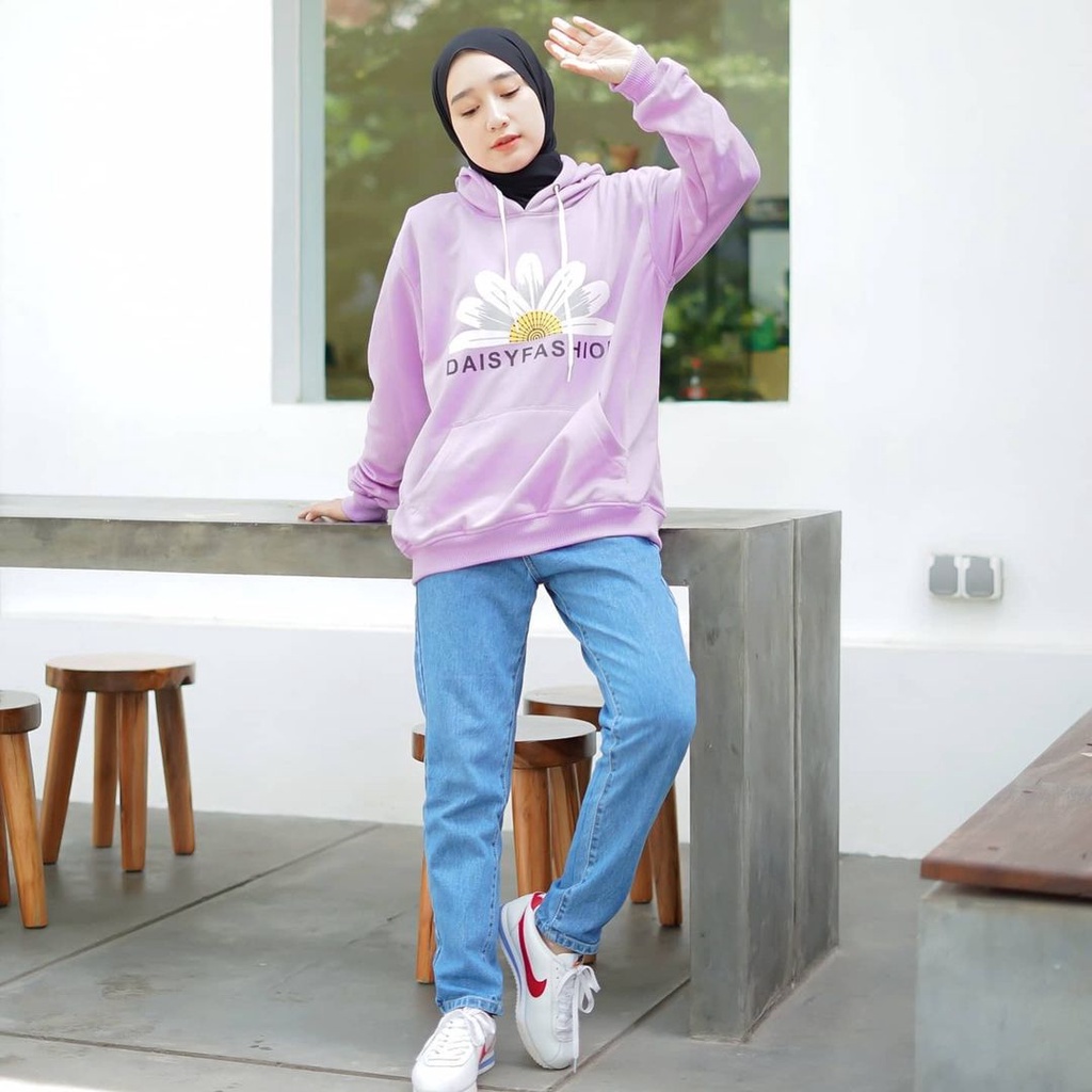 BARU PILIHAN SWEATER HOODIE WANITA LILAC BAHAN FLEECE TEBAL-Daisy Fashion Lilac