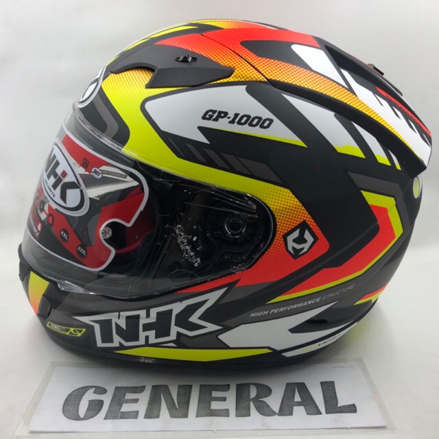 Helm NHK GP1000 GP 1000 Motif Million Black Yellow Doff Hitam Kuning Dop Double Visor Full Face